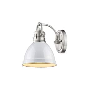 Duncan Pewter 1-Light Bath Light with White Shade