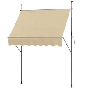 4 ft. Aluminum Frame Polyester Non-Screw Freestanding Retractable Awning (78.75 W x 47.25 D in. Projection) in Beige