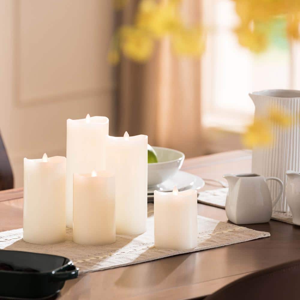 Elegant Ivory LED Flameless Pillar Candles (Set of 5) 10207 - The Home ...