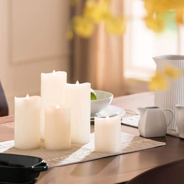 HEMSLY INC Elegant Ivory LED Flameless Pillar Candles (Set of 5)