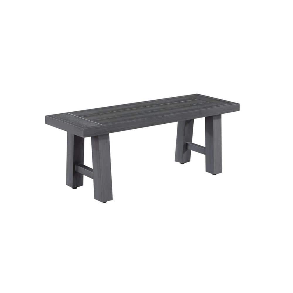 Ernesto Grey Poly Wood Top with Aluminum Legs Outdoor Patio Dining Bench