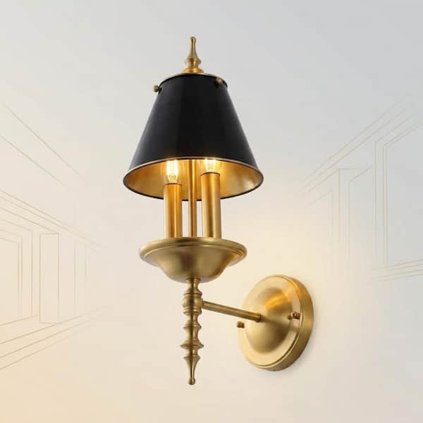 Mid-Century E12 Gold and Black Indoor Dimmable Wet Rated Weather Resistant Decorative Wall Pack Light
