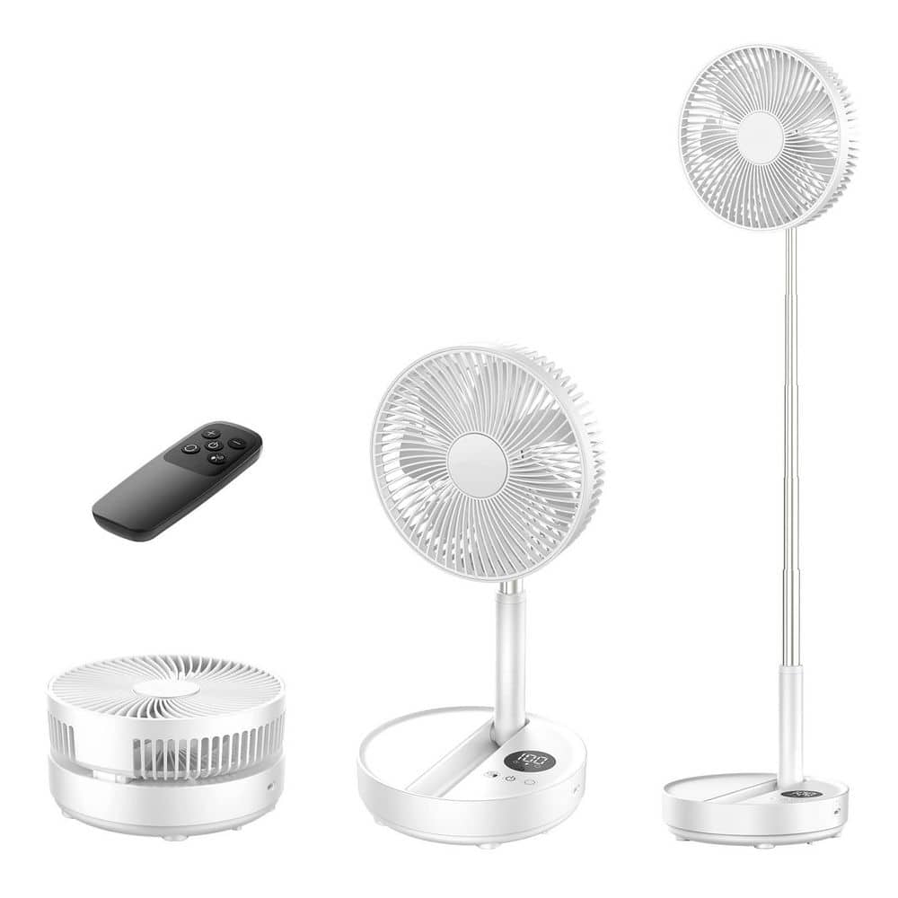 8.1 in. Floor Fan in White with LED Display and Timer, Rechargeable Oscillating Fan with Remote, Foldable Small Desk Fan price history on PriceWatchPro