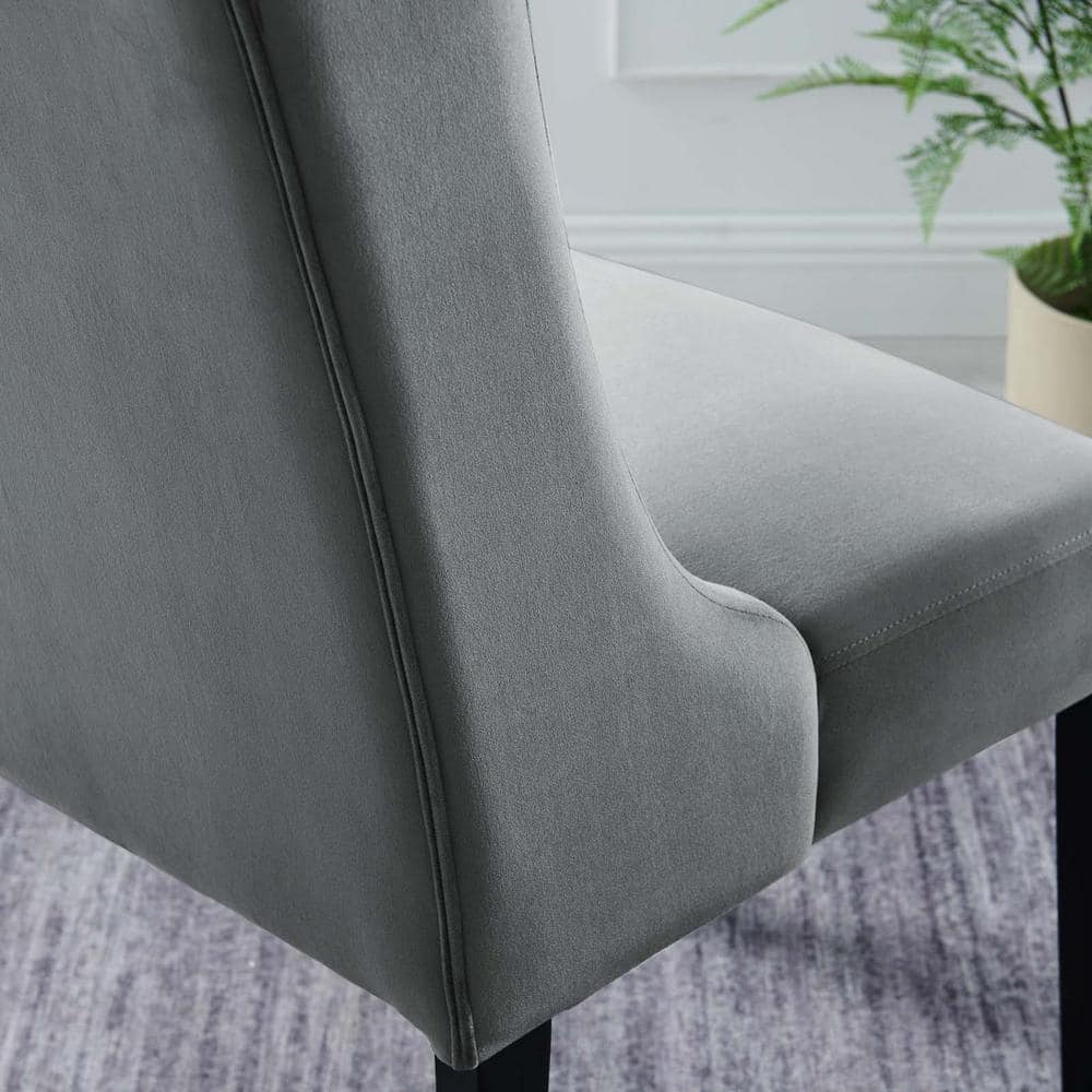 Baronet Gray Velvet Upholstered High Back Side Chair Set