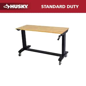 46 in. Wide x 18 in. Deep Adjustable Height Work Table With Wood Top, Gloss Black