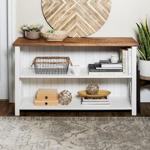 30 in. White/Reclaimed Barn Wood 2-shelf Accent Bookcase