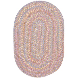 Play Date Pink Multi 2 ft. x 4 ft. Oval Indoor/Outdoor Braided Area Rug