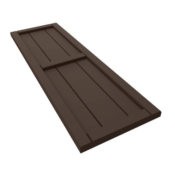 16 1/8 in. W x 45 in. H EnduraCore Composite, 3-Board Framed Board-n-Batten Shutters, Raisin Brown (Pair-No Hardware)