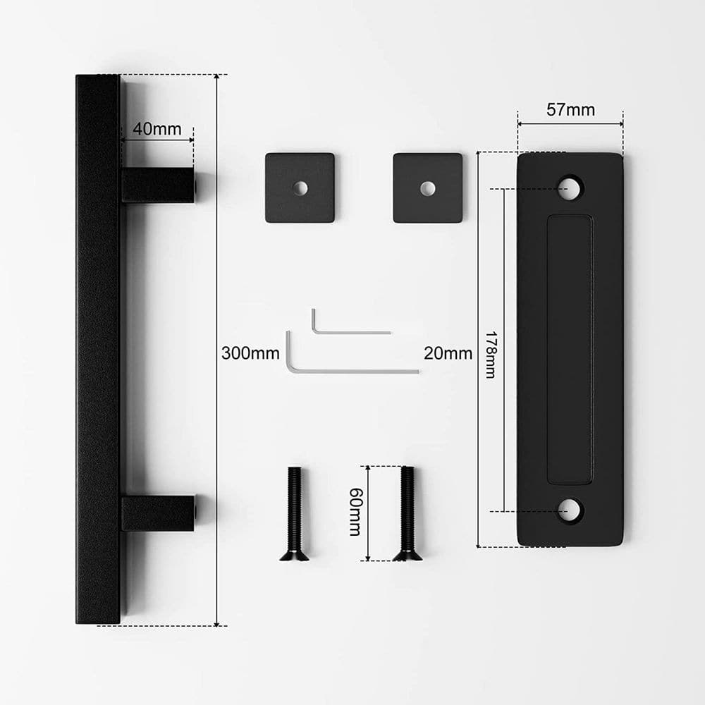 Matte Black 12" Sliding Barn Door Handle Set