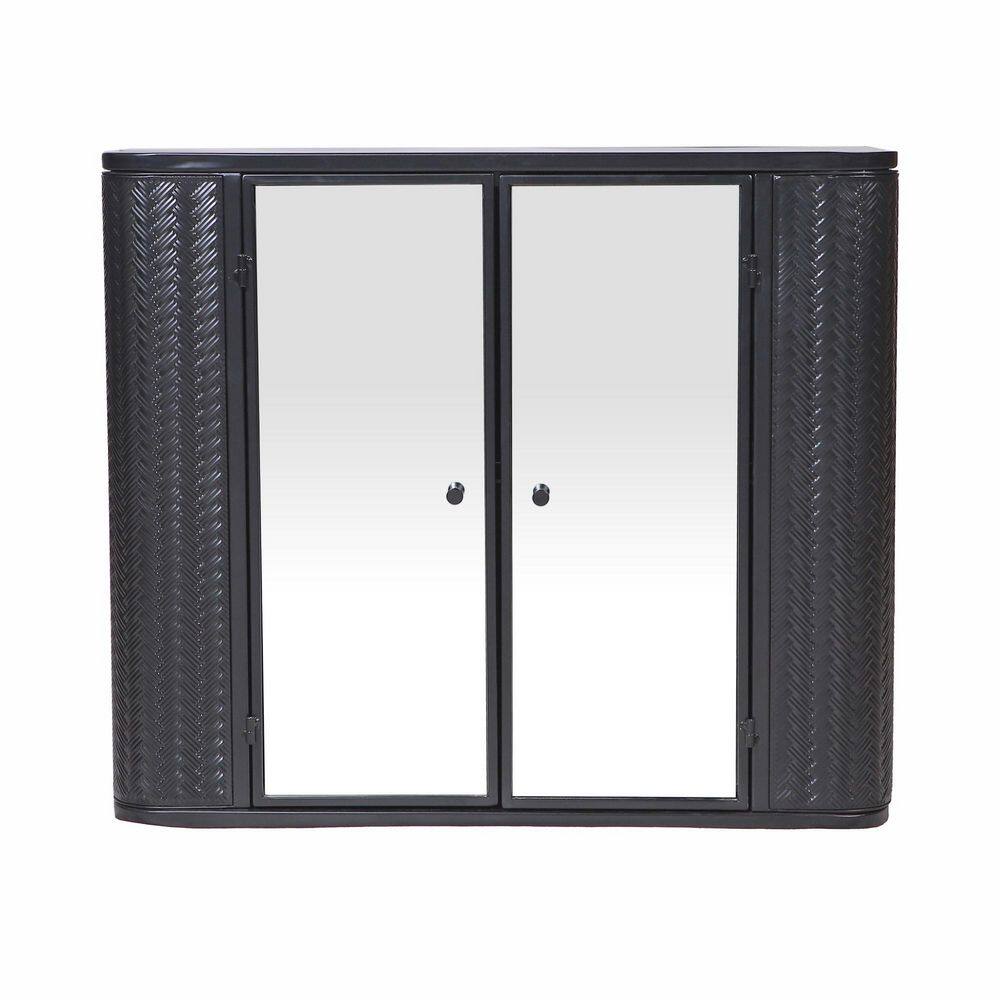 28 in. W x 24 in. H Rectangular Medicine Cabinet with Mirror, Diamond Effect, Black price history on PriceWatchPro