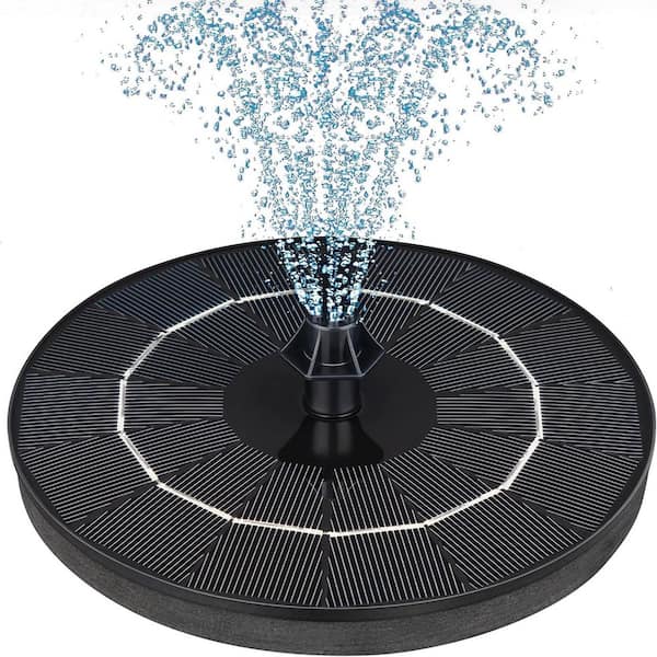 6.3 in. Dia Black Resin Solar Bird Bath Fountain Pump