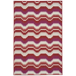 Pianta Collection Red 3'11" x 5'7" Rectangle Residential Indoor-Outdoor Area Rug