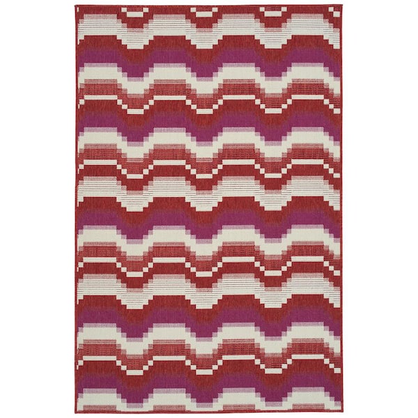 Kaleen Pianta Collection Red 3'11" x 5'7" Rectangle Residential Indoor-Outdoor Area Rug