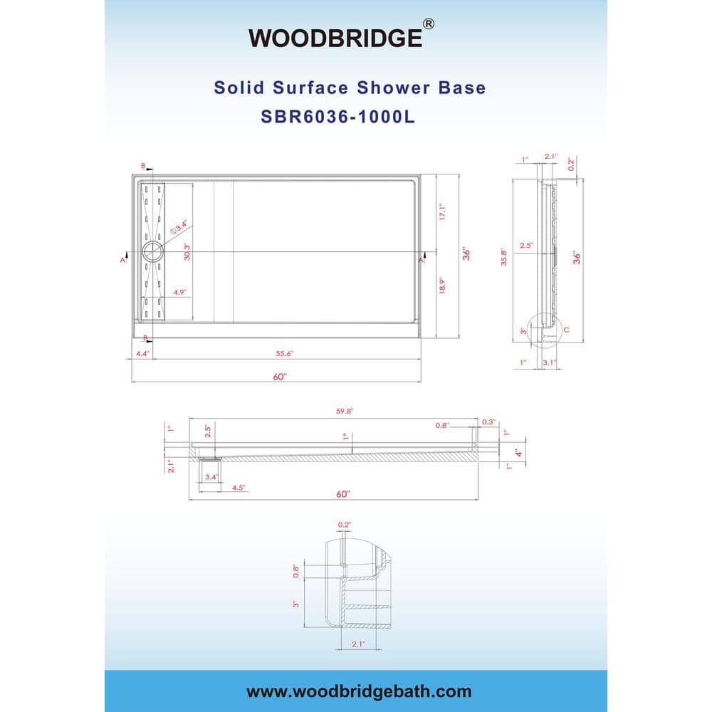 60'' White and Nickel Rectangular Alcove Shower Kit