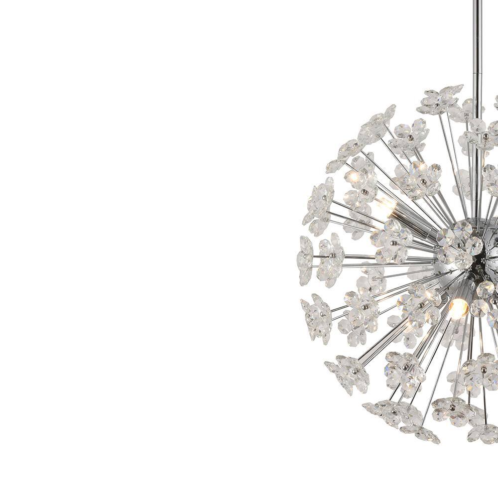 Sputnik Flower Chrome Pendant Light with Crystal Accents