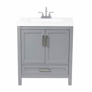Salerno 31 in. Bath Vanity in Grey with Cultured Marble Vanity Top in White with White Basin