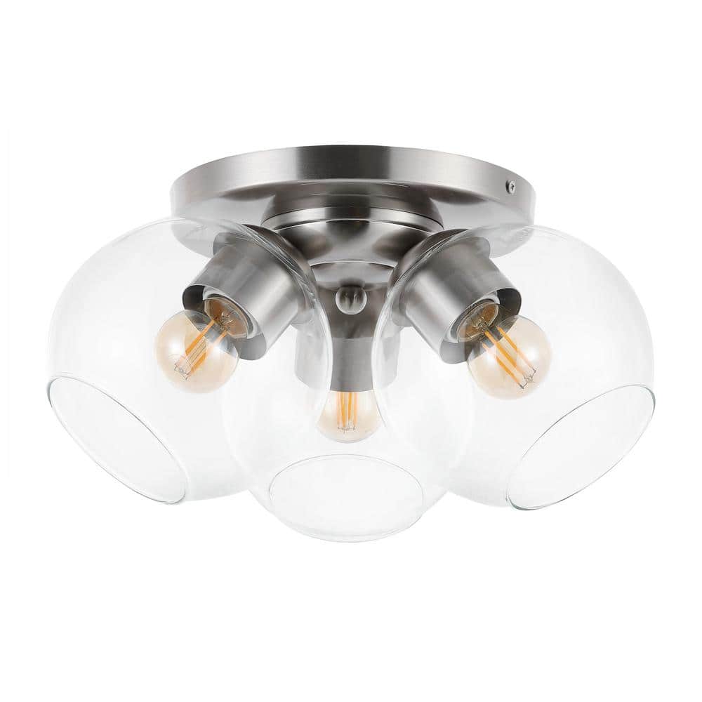 11.5" Clear Glass Nickel LED Flush Mount Ceiling Light