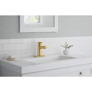 Modern Single Hole Touchless Single-Handle Bathroom Faucet in Matte Gold