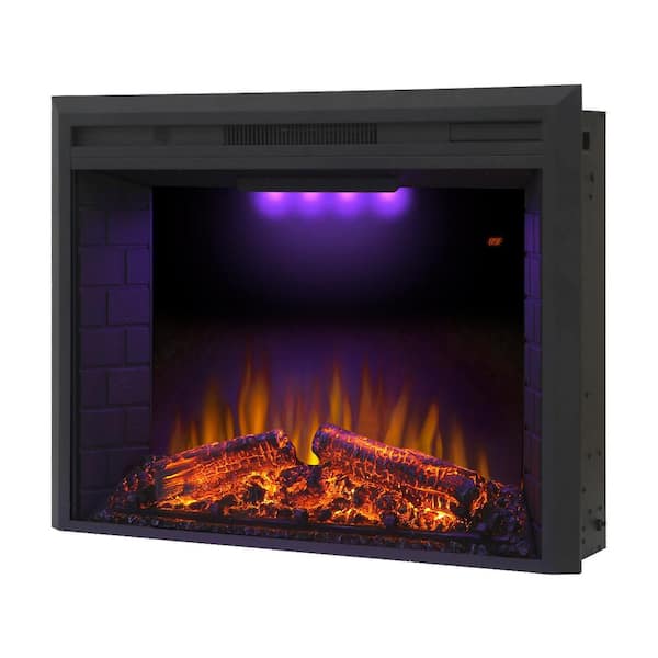 Valuxhome 33 in. 750-Watt/1500-Watt Electric Fireplace Insert with Overheating Protection, Black