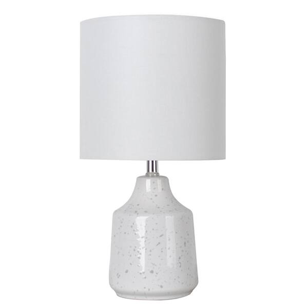 DSI 16 in. White Ceramic Table Lamp with Black Speckles and White