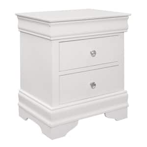 21 in. White 2-Drawer Wooden Nightstand
