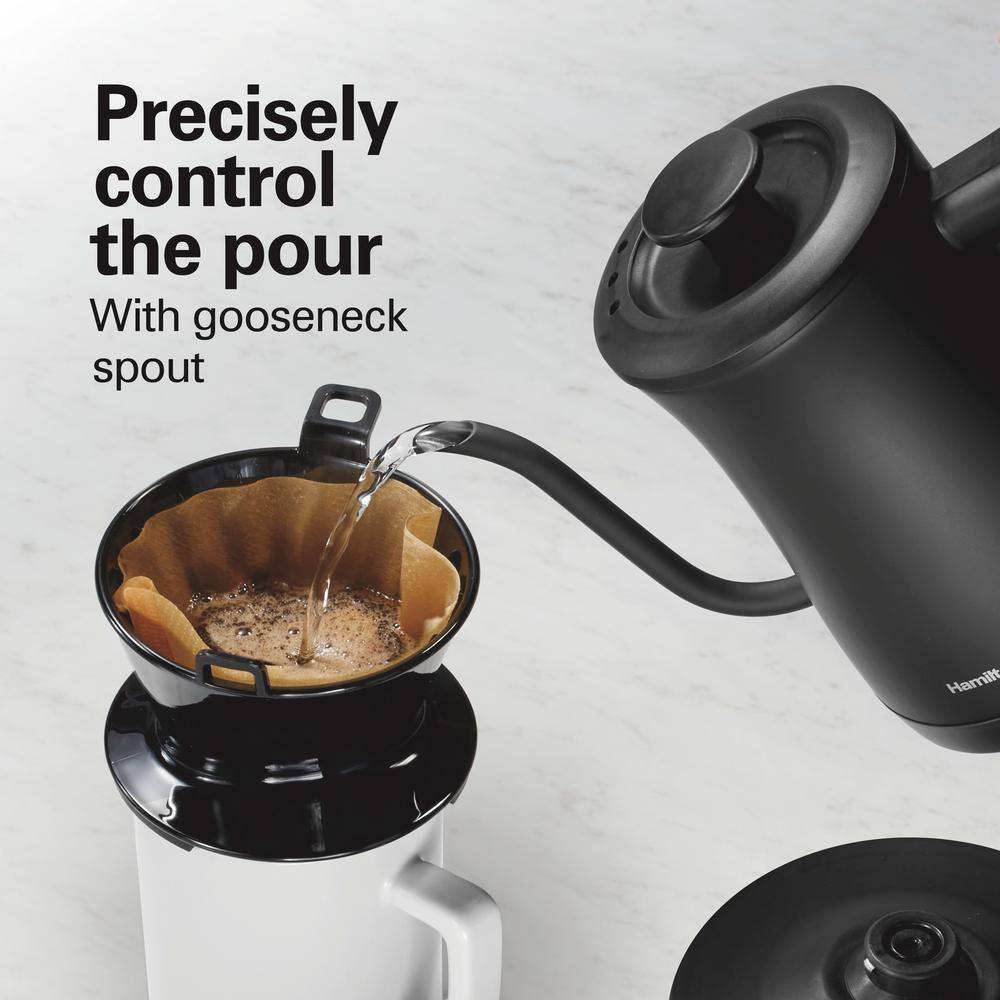 Hamilton Beach Black Stainless Steel Gooseneck Electric Kettle