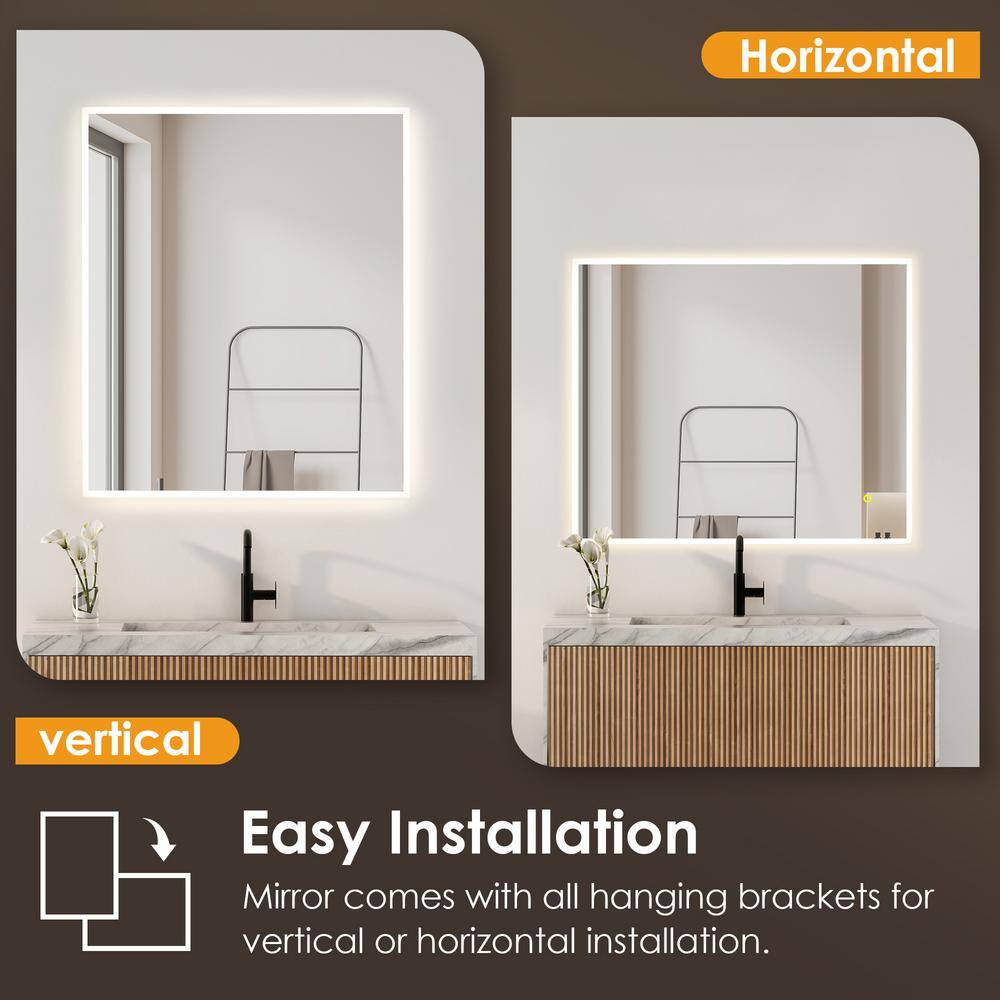 36" x 30" Frameless LED Vanity Mirror with Anti-Fog Technology