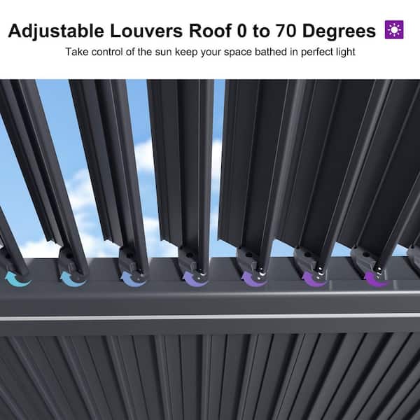 PURPLE LEAF 10.2 ft. x 14.2 ft. Gray Aluminum Outdoor Louvered