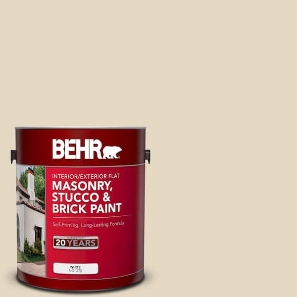 BEHR 1 gal. #MS-40 Navajo White Flat Interior/Exterior Masonry, Stucco and Brick Paint