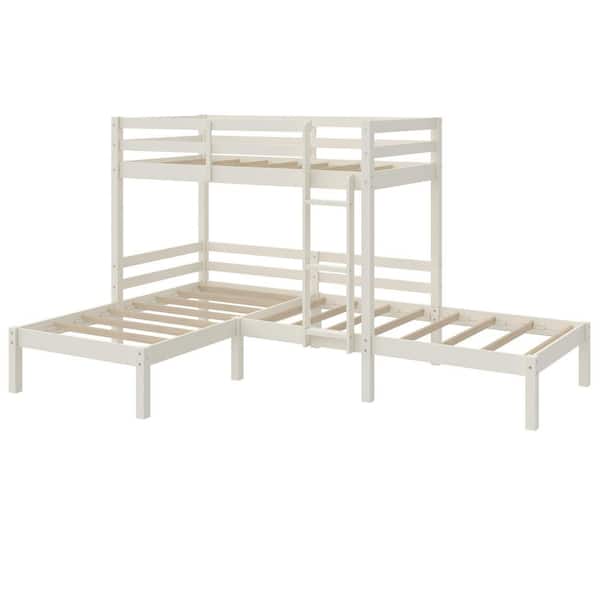 DHP White Casey Kids' LShaped Corner Triple Bunk Bed 4707119 The