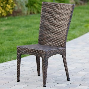 Brooke Multi Brown Plastic Outdoor Dining Chair (Set of 2)