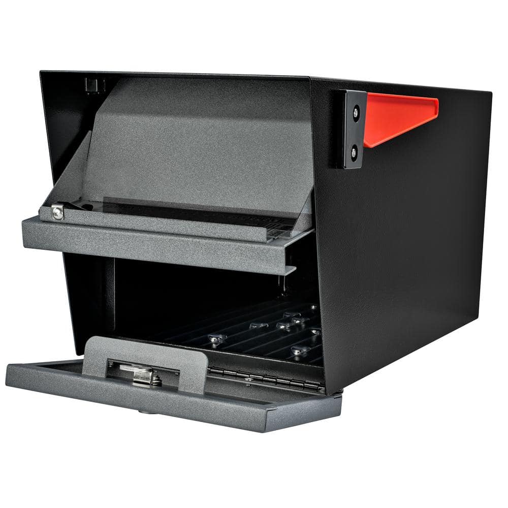 Extra Large Black and Granite Locking Post Mount Mailbox