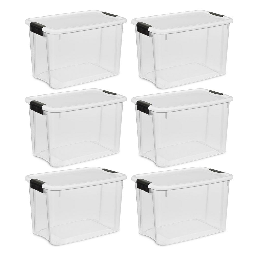 Sterilite 30-Quart Clear Plastic Stackable Storage Bin w/ Latch Lid ...