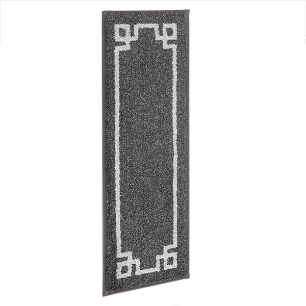 Unbranded Dark Grey 9 in. x 28 in. Polyester Stair Tread Cover (Set of 15)