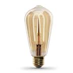 40-Watt Equivalent ST19 Dimmable M Shape Filament Amber Glass Vintage Edison LED Light Bulb, Warm White