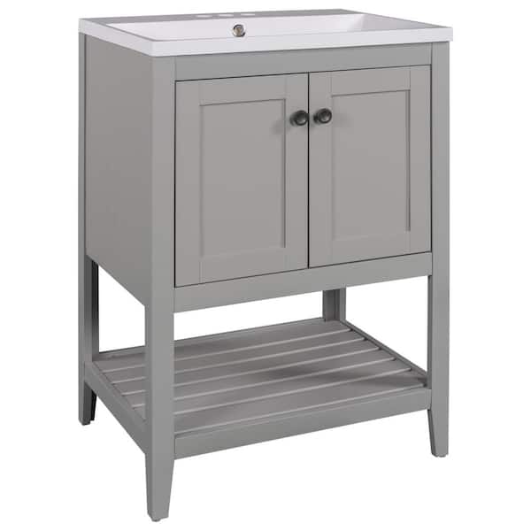 Morandi 23.7 in. W x 17.8. in D. x 33.6 in. H Bath Vanity in White with White Ceramic Top