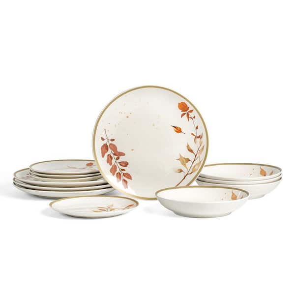 Maple 12-Piece White Porcelain Full Set (Service for 4)