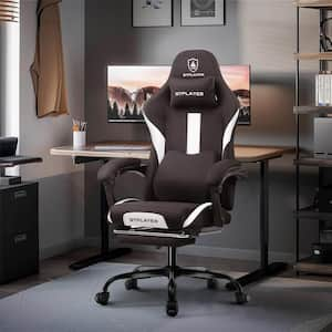 Gaming Chair Fabric with Pocket Spring Cushion Ergonomic Computer Chair with Headrest, Footrest, Lumbar Support, Brown