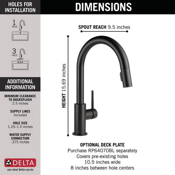 Delta Trinsic Single Handle Pull Down Sprayer Kitchen Faucet With Magnatite Docking In Matte Black 9159 Bl Dst The Home Depot