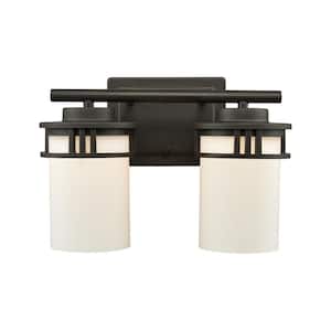 Ravendale 2-Light Oil Rubbed Bronze With Opal White Glass Bath Light