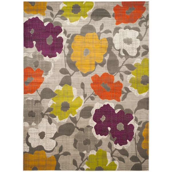 SAFAVIEH Porcello Grey/Yellow 6 ft. x 9 ft. Floral Area Rug