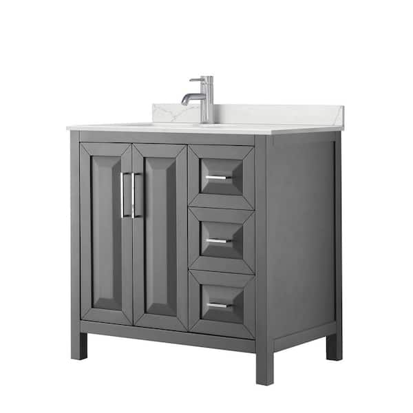 Wyndham Collection Daria 36 in. W. x 22 in. D x 35.75 in. H Single Bath Vanity in Dark Gray with Giotto Quartz Top