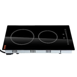 Electric Stove Top, 2 Burners, 110V Glass Radiant Cooktop with Sensor Touch Control, Timer, Child Lockand9 Power Levels