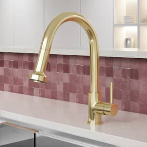 Nouvet Single-Handle Pull Down Sprayer Kitchen Faucet in Brushed Gold