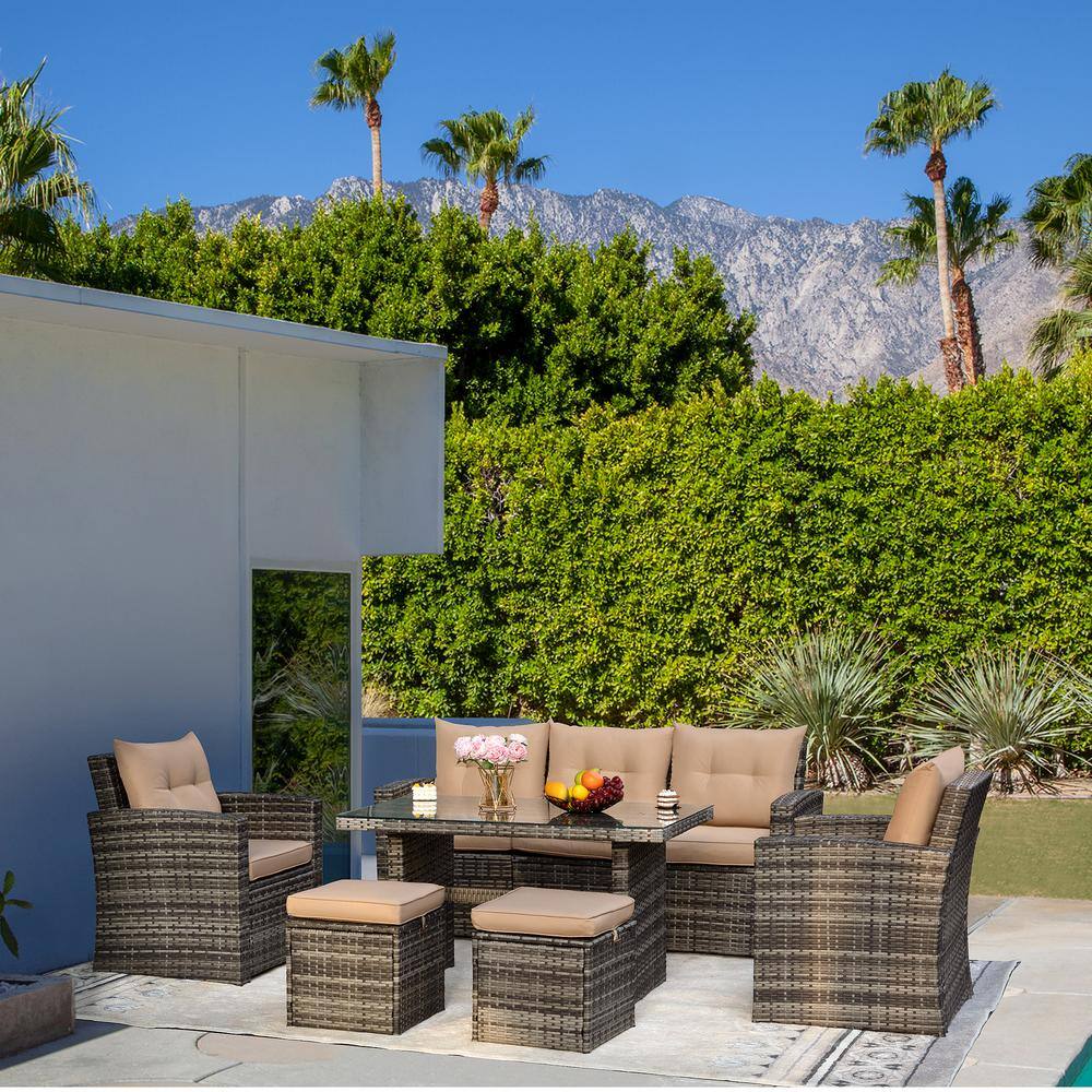 Cesicia 6Piece PE Rattan Wicker Outdoor Sectional Patio Furniture