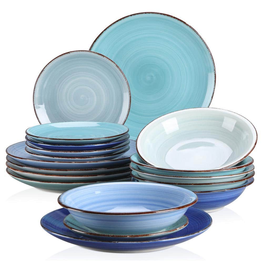 MALACASA Bonita 18-Piece Stoneware Assorted Colors Dinnerware Set