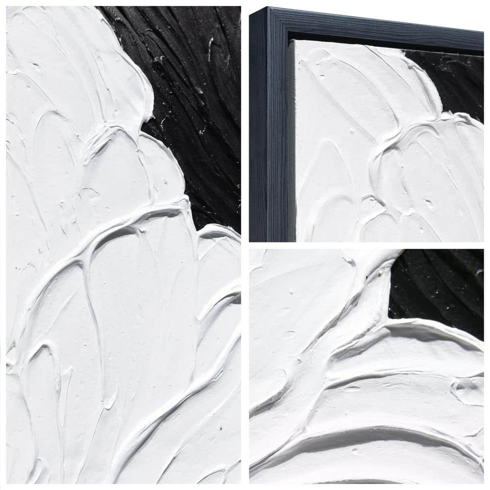 Monochrome Black and White Abstract Canvas Painting, 30" x 40"