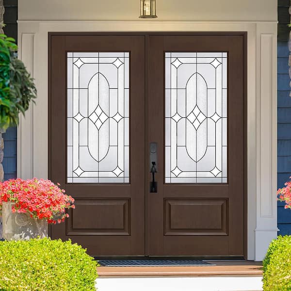Steves & Sons Regency 72 in. x 80 in. 3/4L Axis Glass RHIS Hickory