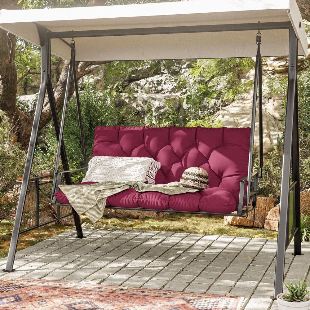 47 in. x 40 in. x 5 in. 2-Seater Contoured Replacement Outdoor Porch Swing Cushion with Backrest Bench Fuchsia Red price history on PriceWatchPro