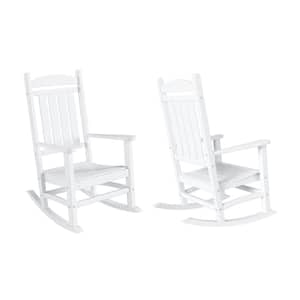 Kenly White Classic Plastic Outdoor Rocking Chair (Set of 2)
